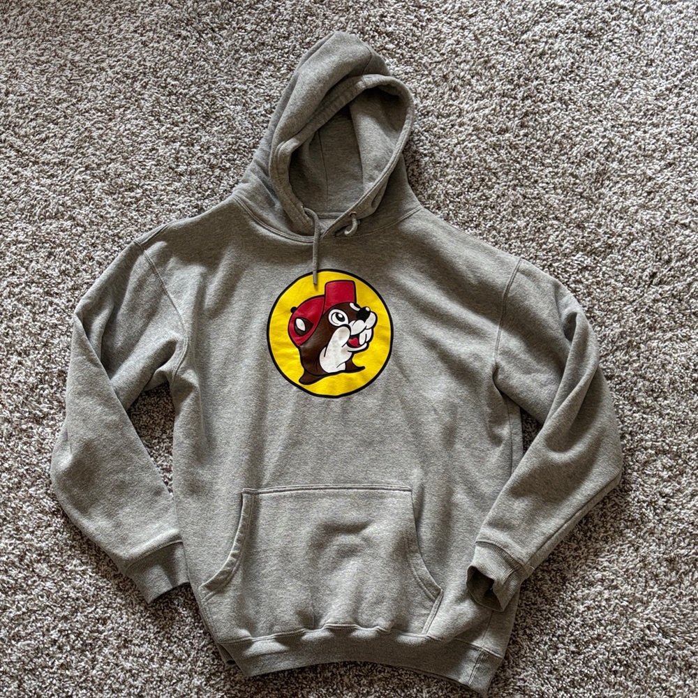 Gray Hoodie with Cartoon Logo